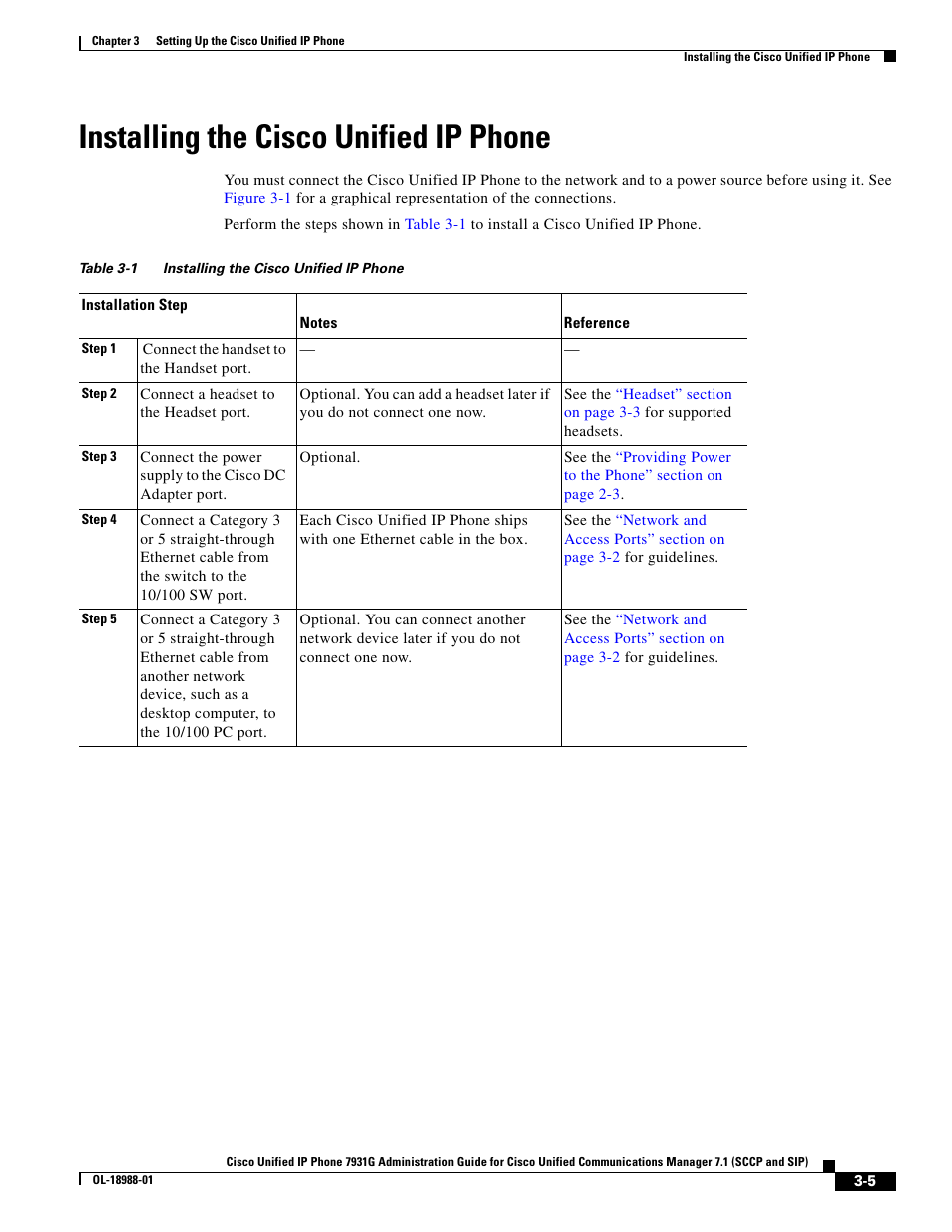 Installing the cisco unified ip phone | Cisco CISCO UNIFIED OL-18988-01 User Manual | Page 5 / 10