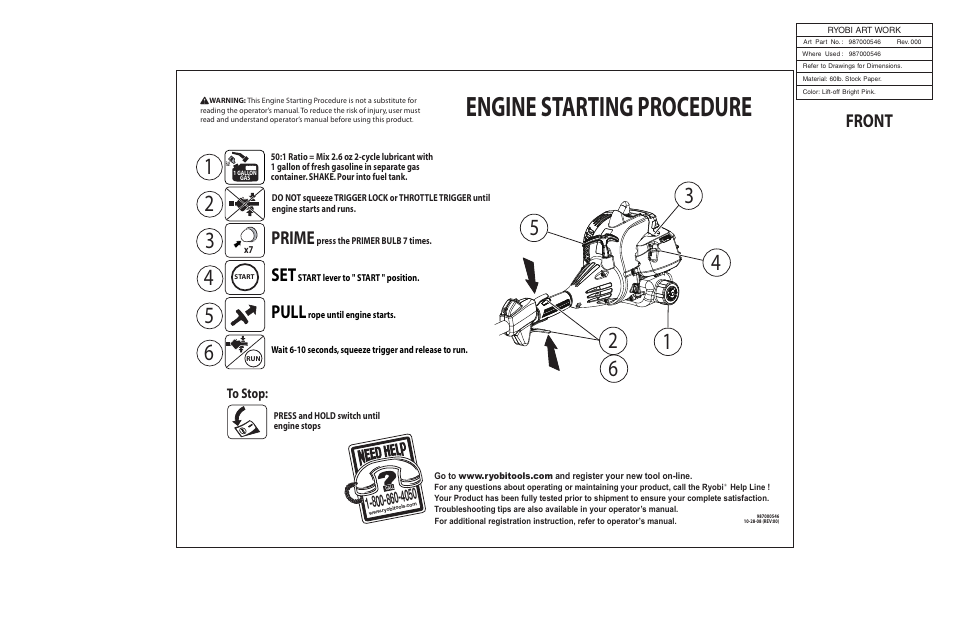 Ryobi RY52604 User Manual | 2 pages