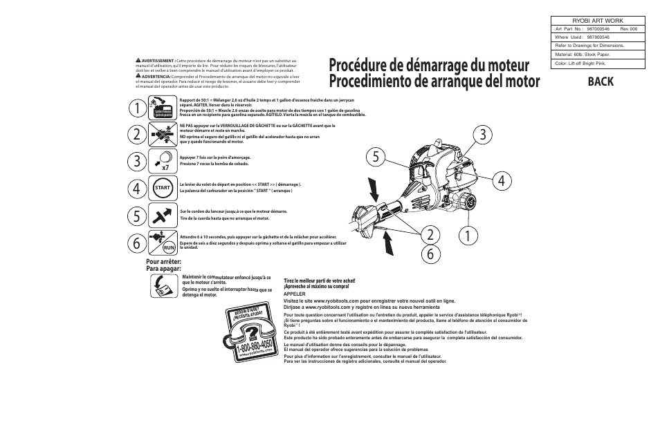 Back | Ryobi RY52604 User Manual | Page 2 / 2