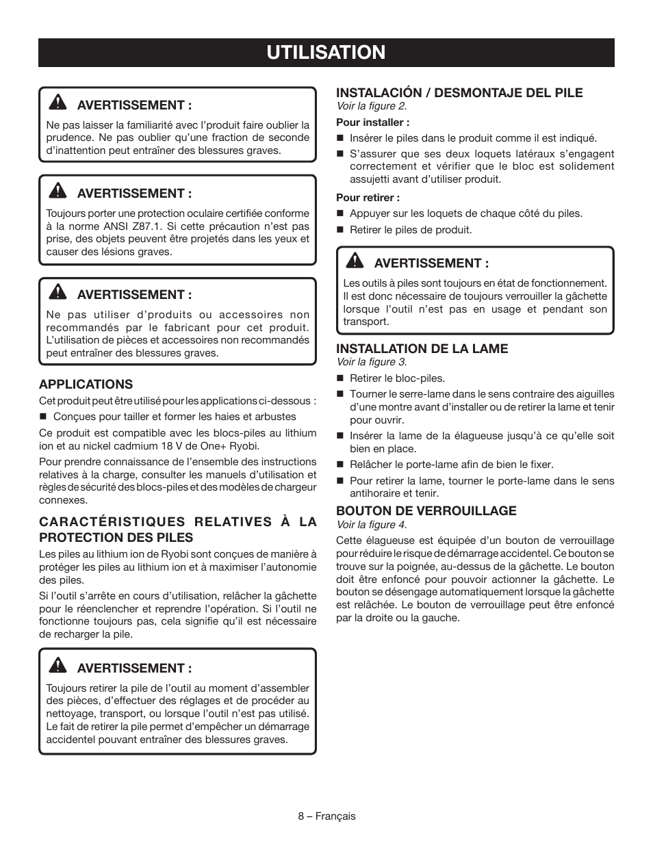 Utilisation | Ryobi P561 User Manual | Page 19 / 34
