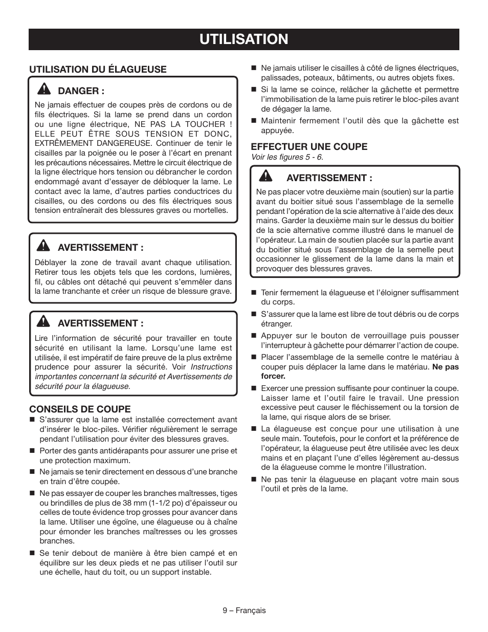 Utilisation | Ryobi P561 User Manual | Page 20 / 34