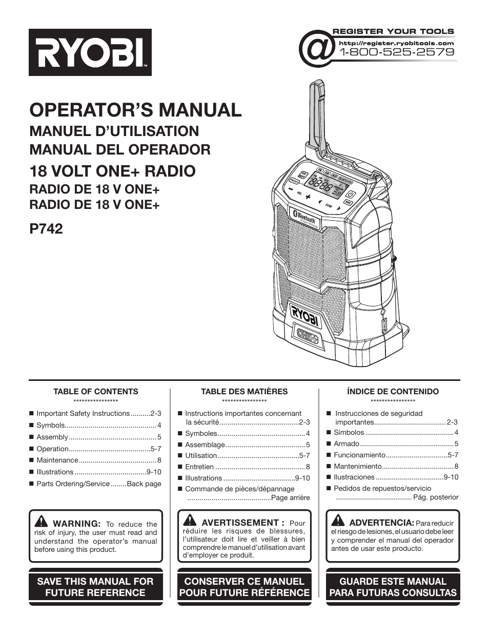 Ryobi P742 User Manual | 28 pages