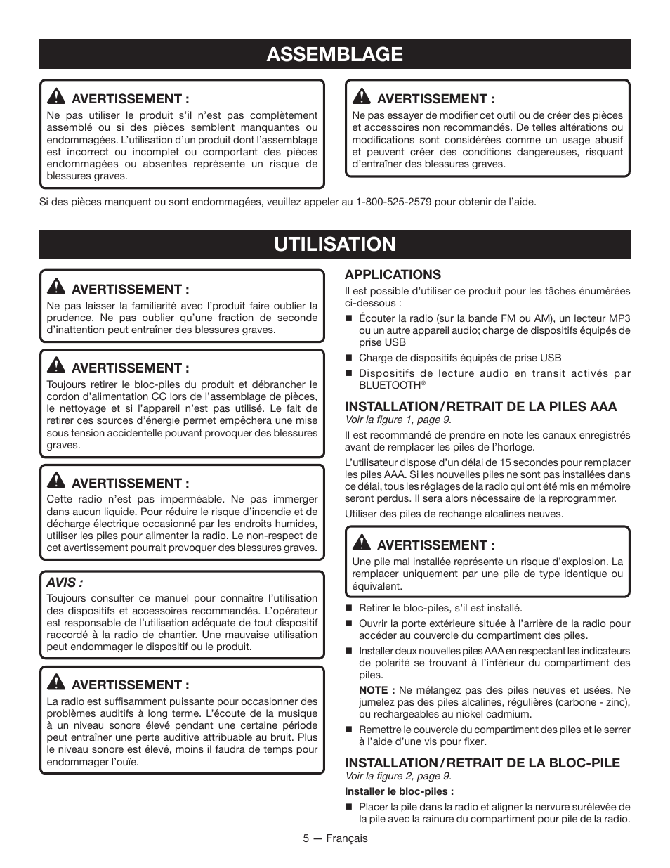 Utilisation assemblage | Ryobi P742 User Manual | Page 12 / 28