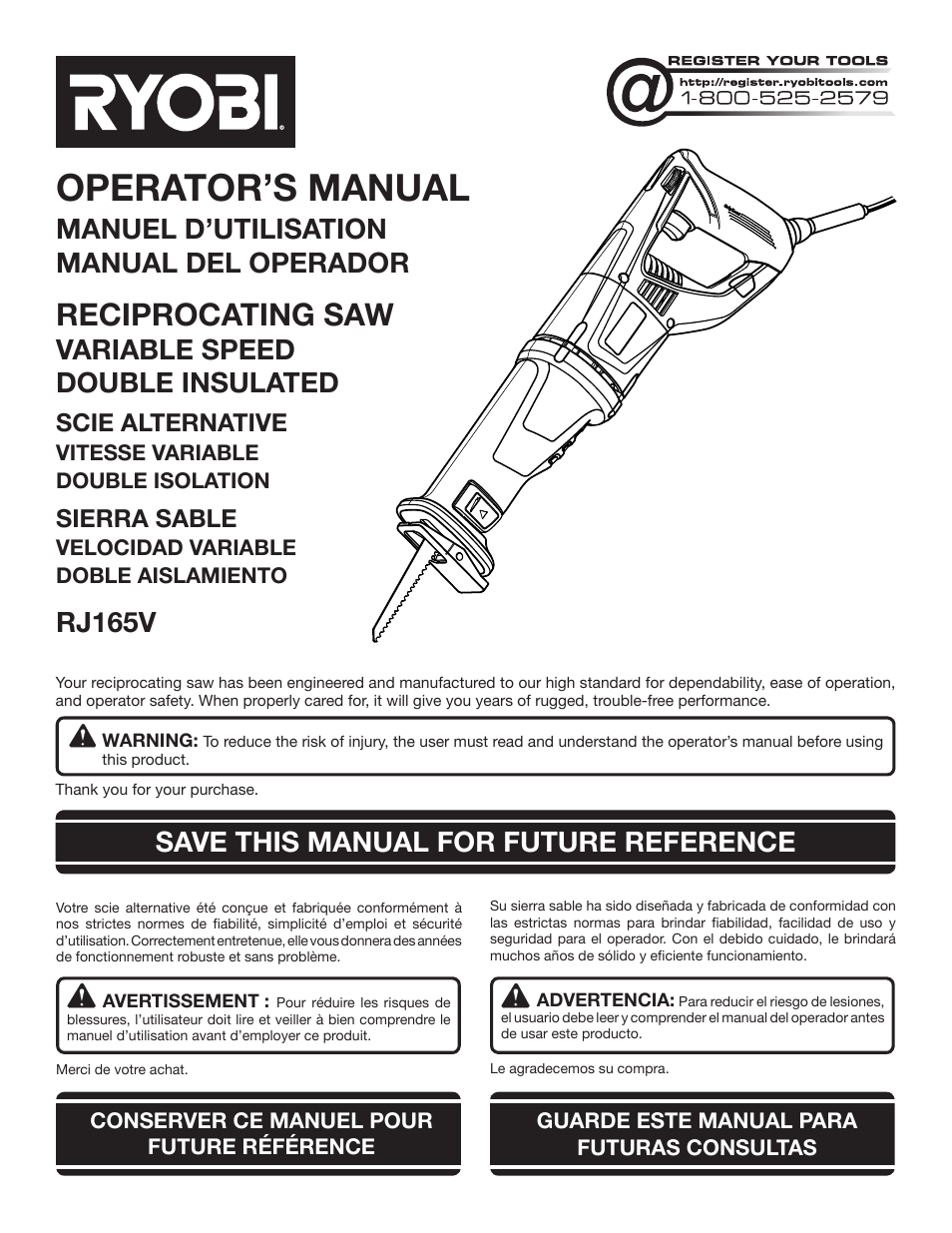Ryobi RJ165V User Manual | 28 pages