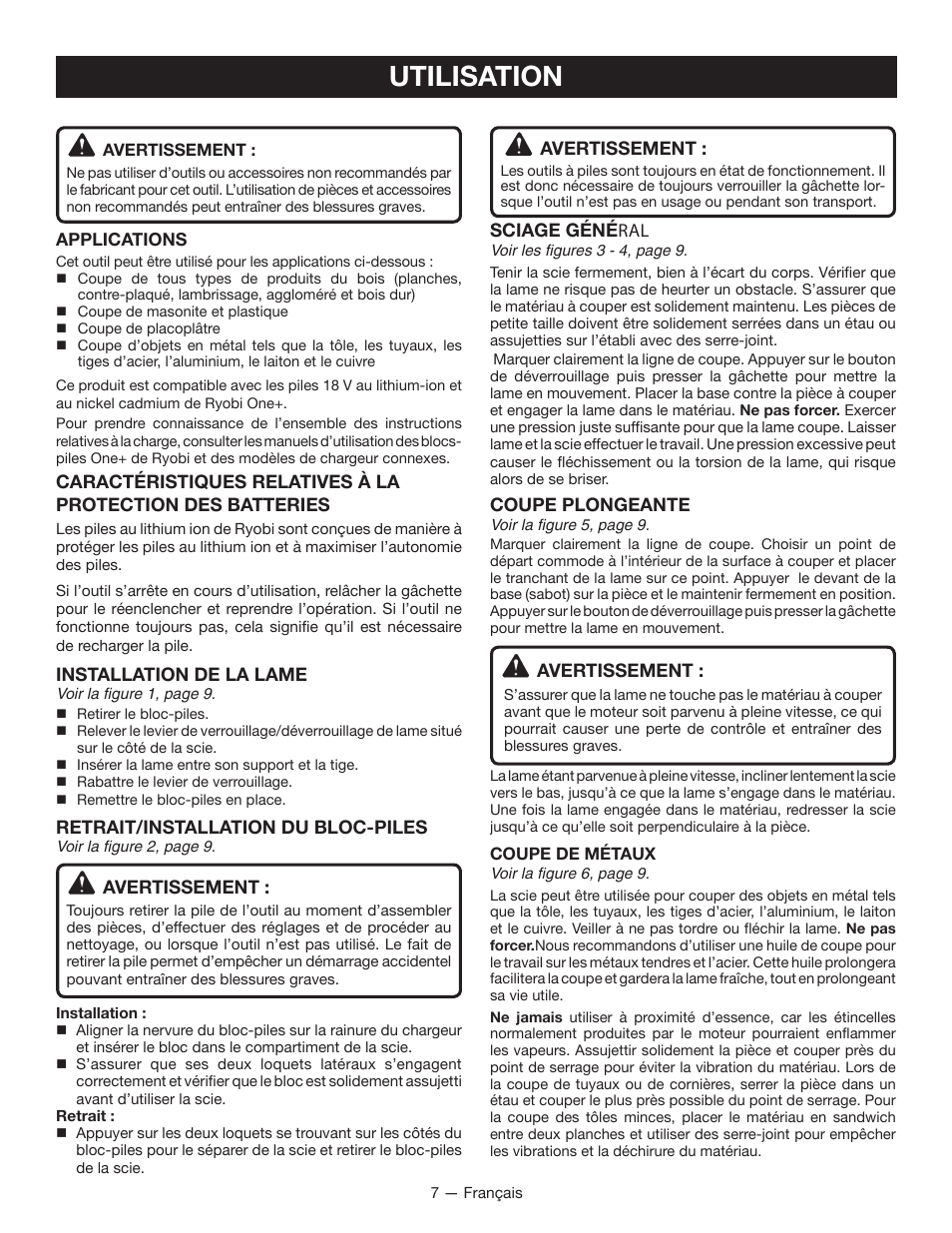 Utilisation | Ryobi P510 User Manual | Page 14 / 24