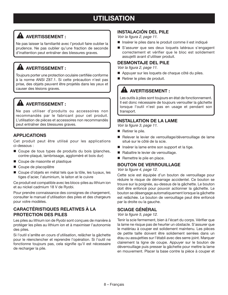 Utilisation | Ryobi P513 User Manual | Page 17 / 32