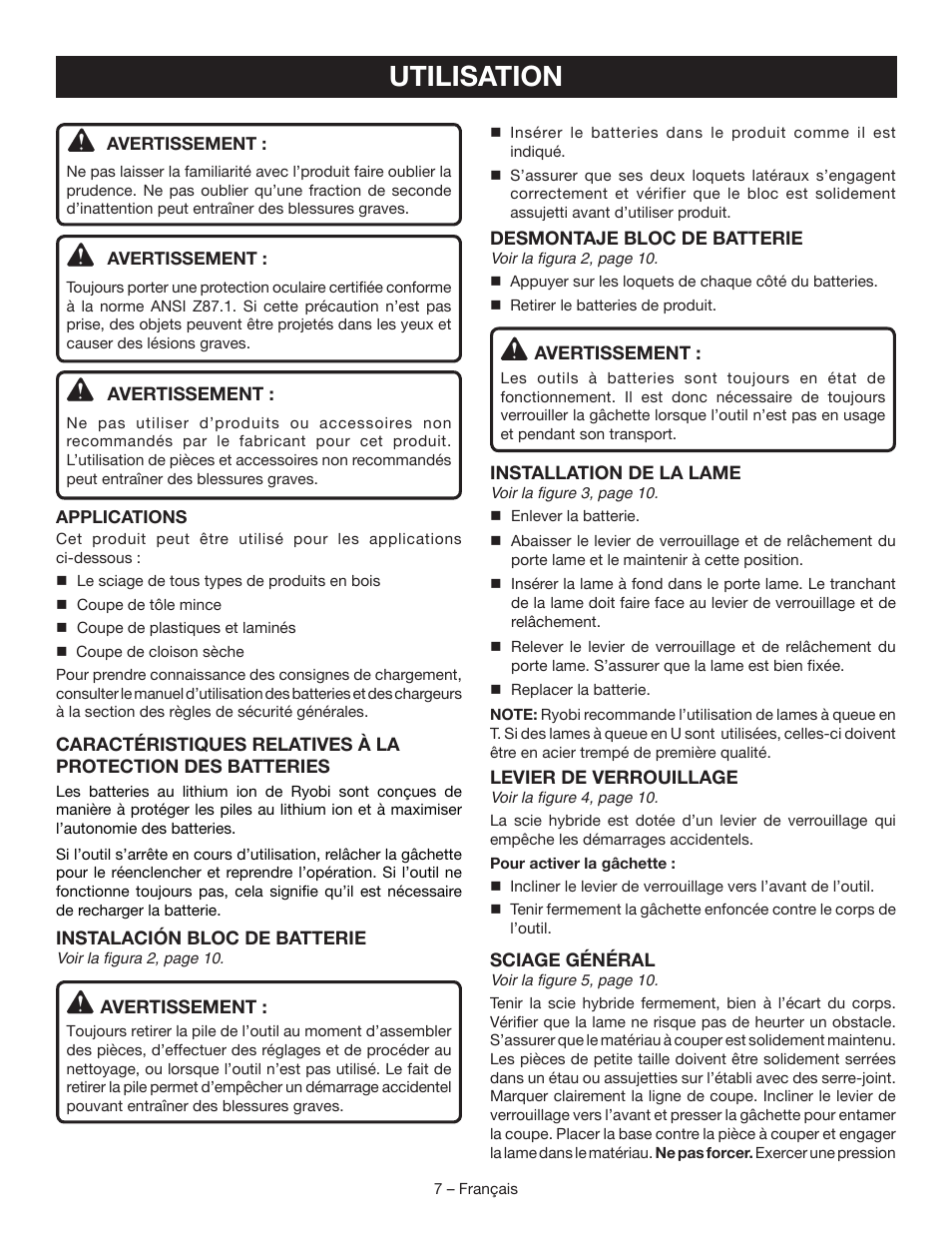 Utilisation | Ryobi CR120L User Manual | Page 15 / 28