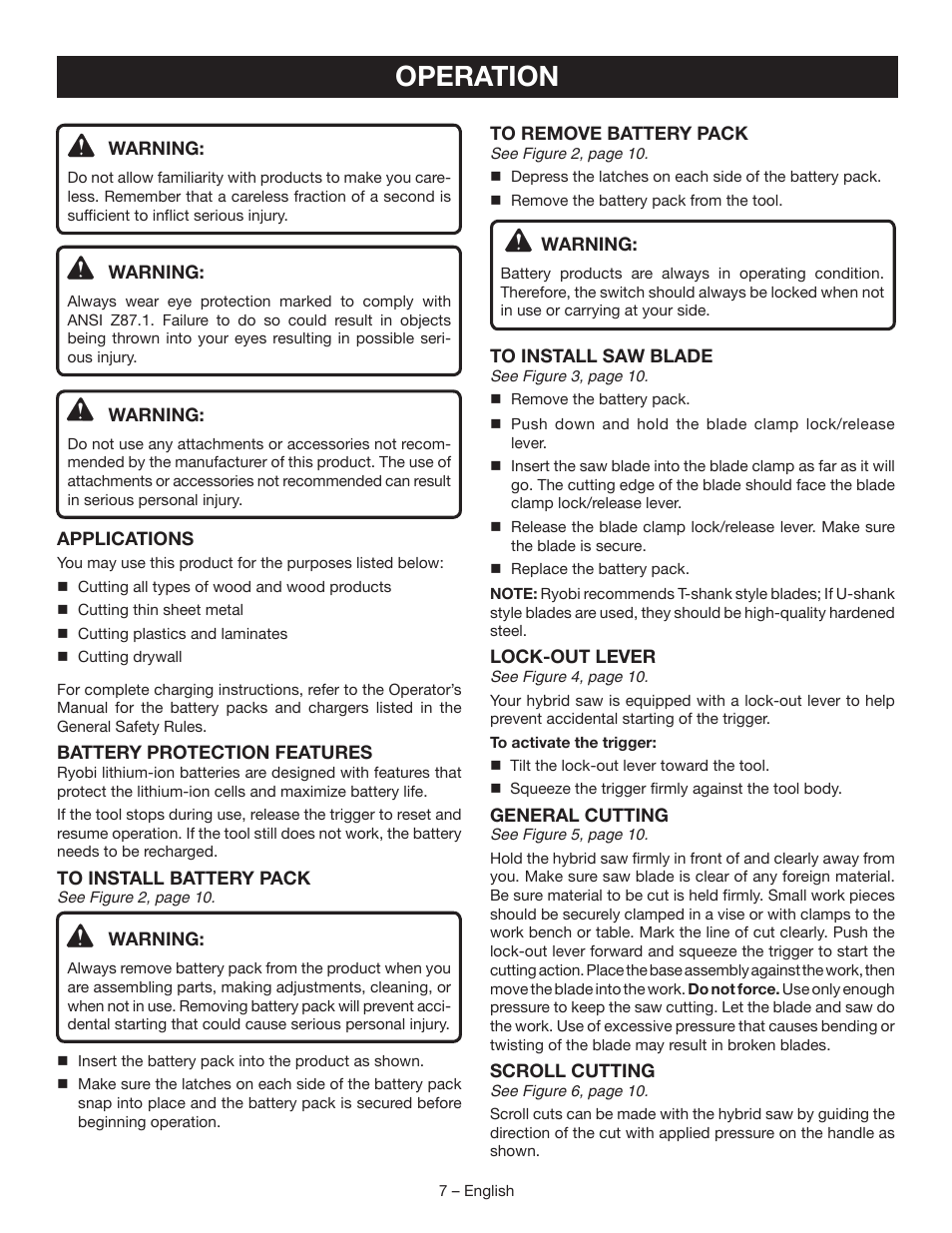 Operation | Ryobi CR120L User Manual | Page 7 / 28