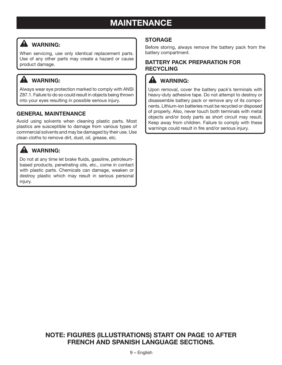 Maintenance | Ryobi CR120L User Manual | Page 9 / 28