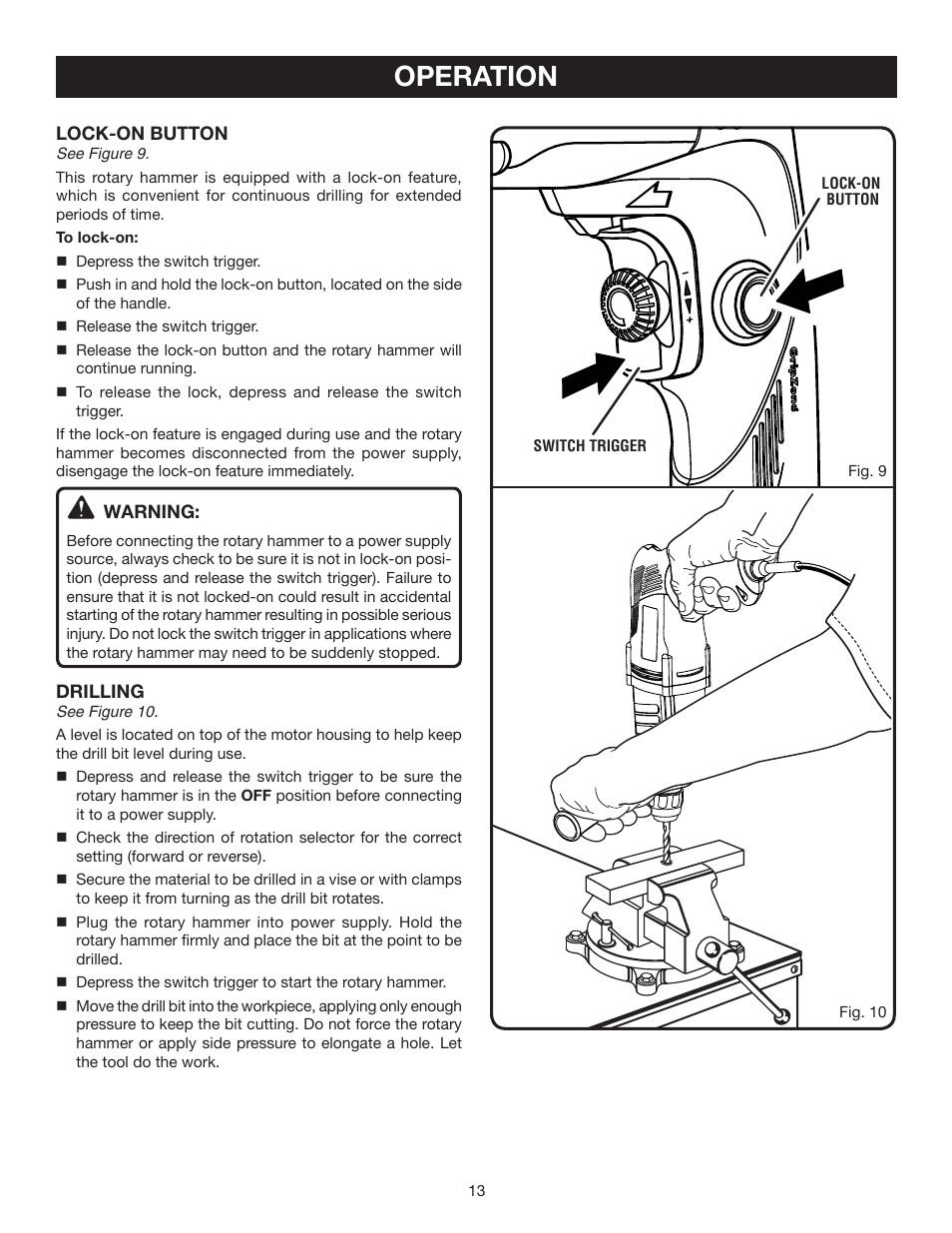 Operation | Ryobi SDS60 User Manual | Page 13 / 16