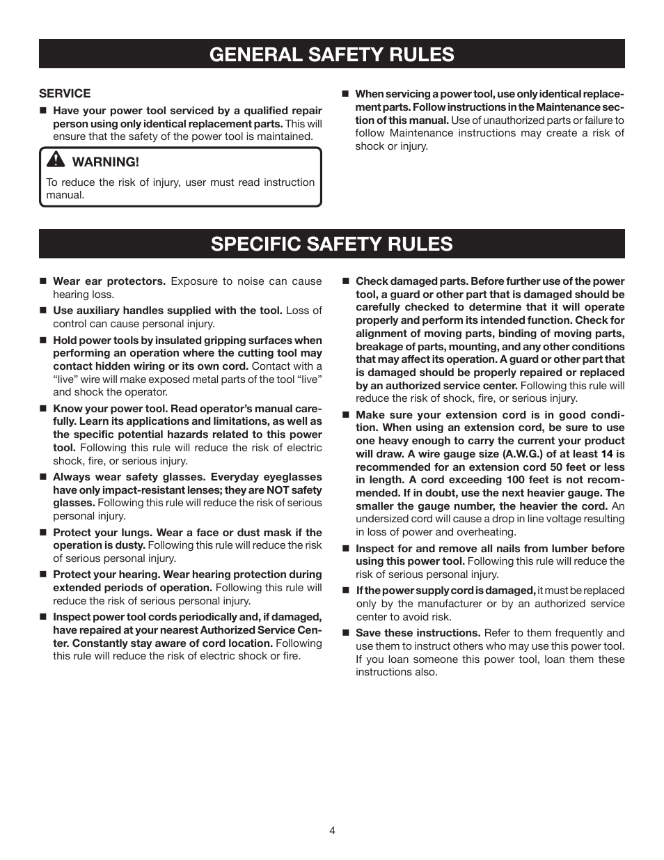 General safety rules specific safety rules | Ryobi SDS60 User Manual | Page 4 / 16