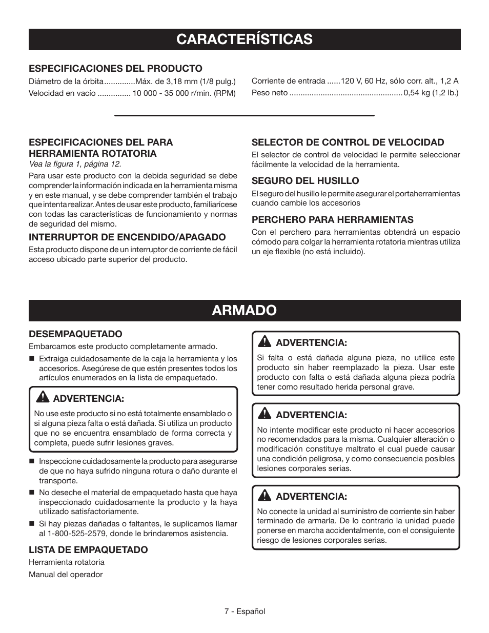 Características armado | Ryobi HT232 User Manual | Page 27 / 36