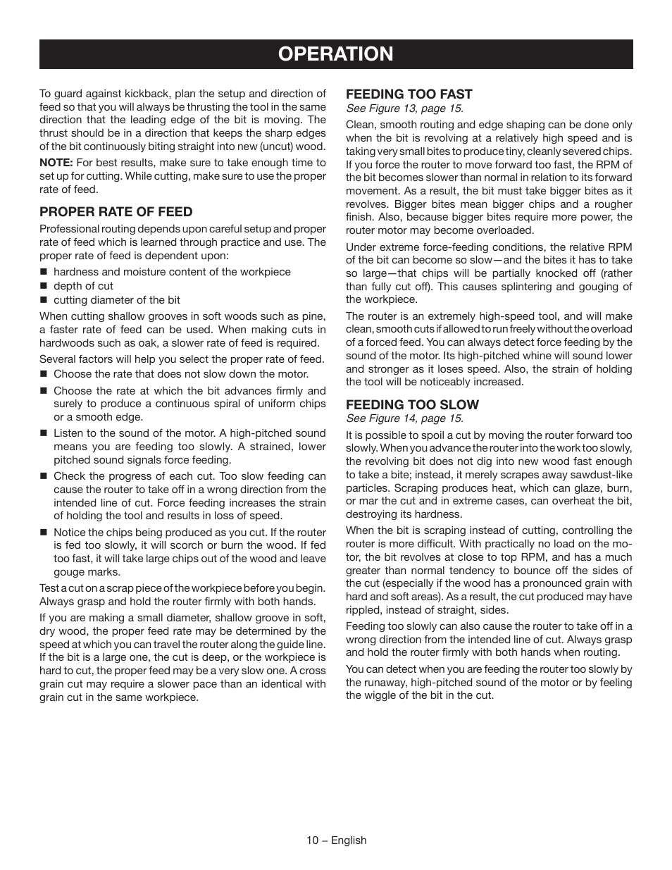 Operation | Ryobi r163 User Manual | Page 10 / 40