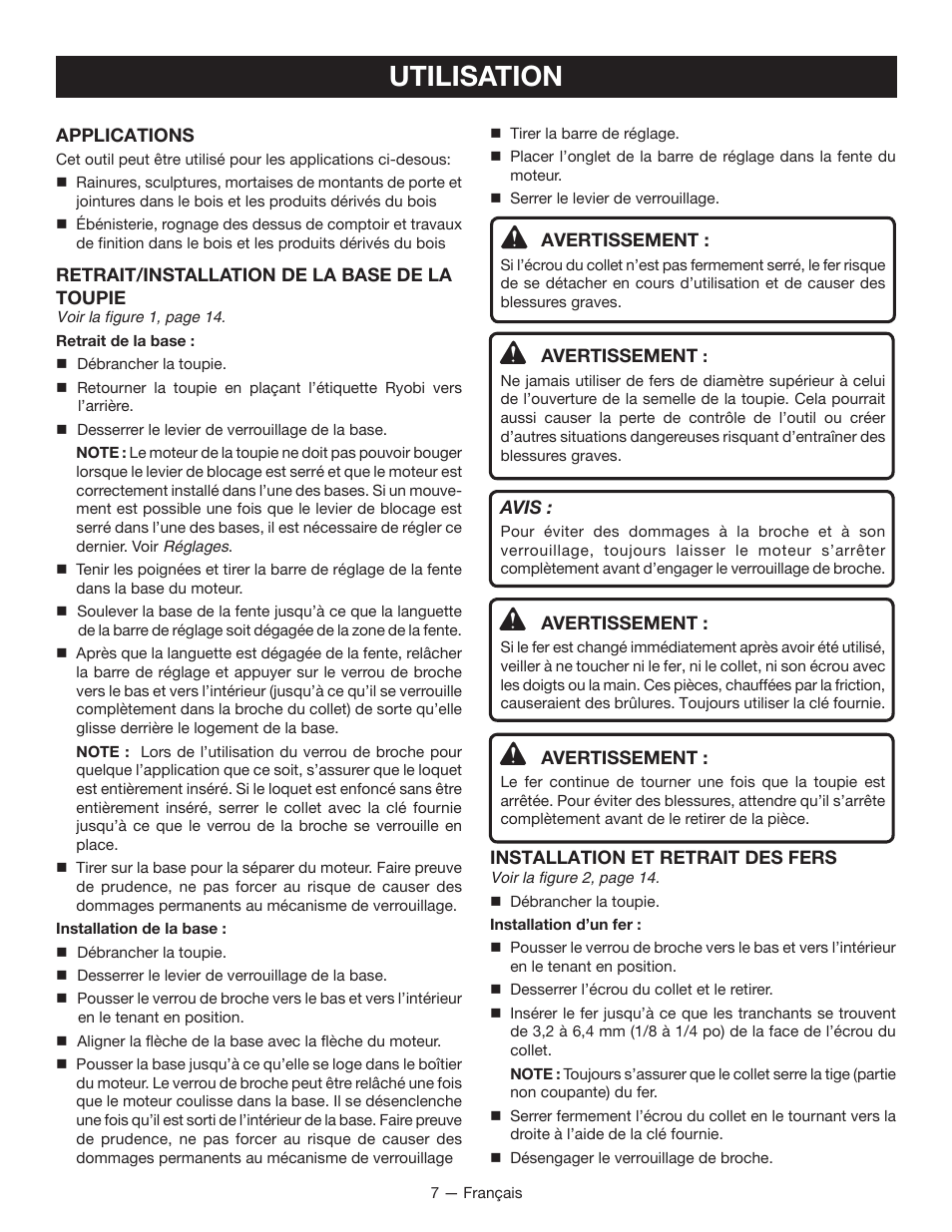 Utilisation | Ryobi r163 User Manual | Page 18 / 40