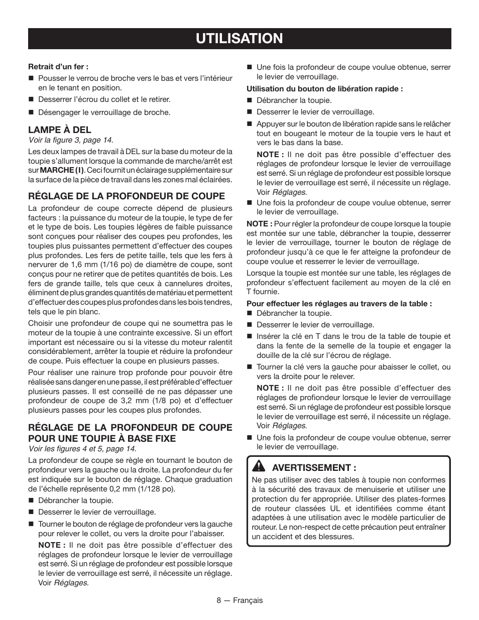 Utilisation | Ryobi r163 User Manual | Page 19 / 40