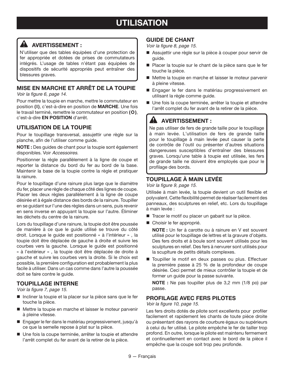 Utilisation | Ryobi r163 User Manual | Page 20 / 40