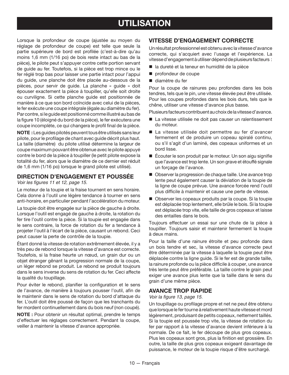 Utilisation | Ryobi r163 User Manual | Page 21 / 40