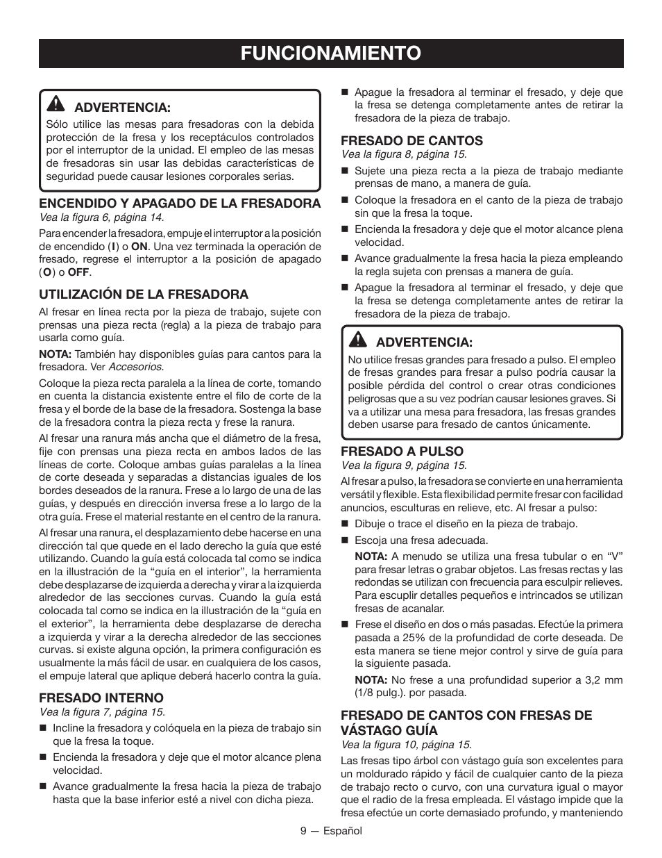 Funcionamiento | Ryobi r163 User Manual | Page 31 / 40