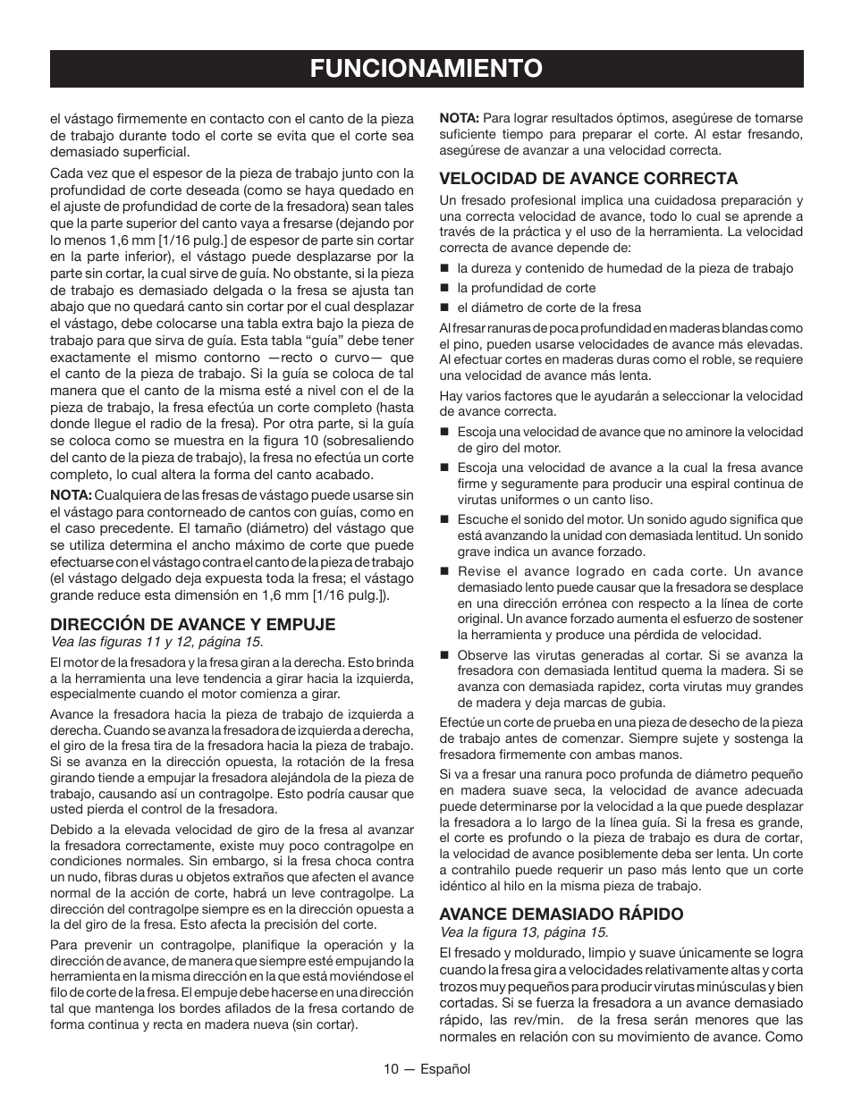 Funcionamiento | Ryobi r163 User Manual | Page 32 / 40