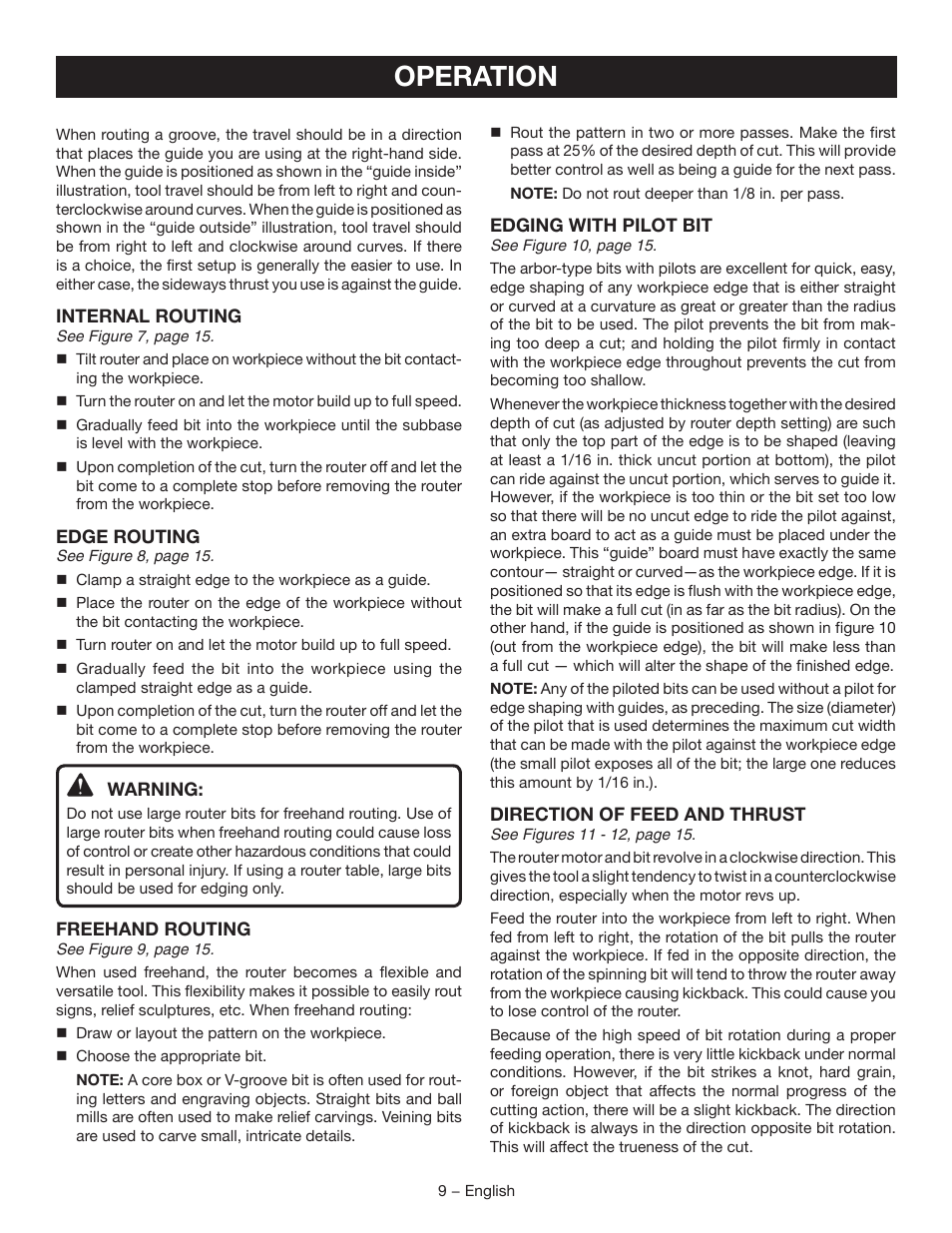 Operation | Ryobi r163 User Manual | Page 9 / 40