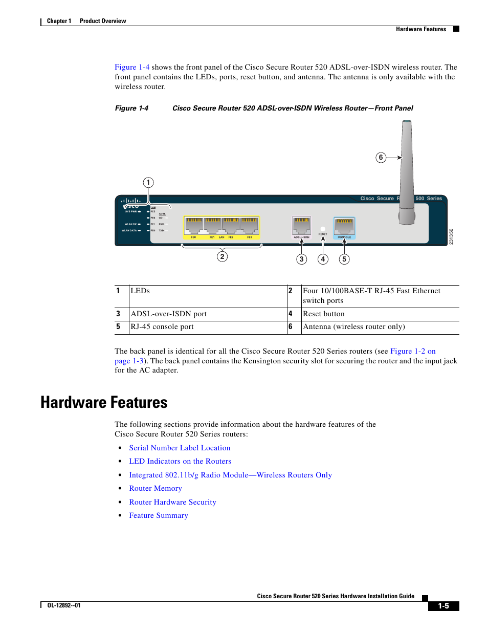 Hardware features | Cisco 520 User Manual | Page 19 / 64