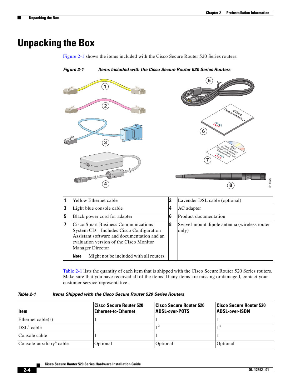 Unpacking the box | Cisco 520 User Manual | Page 28 / 64