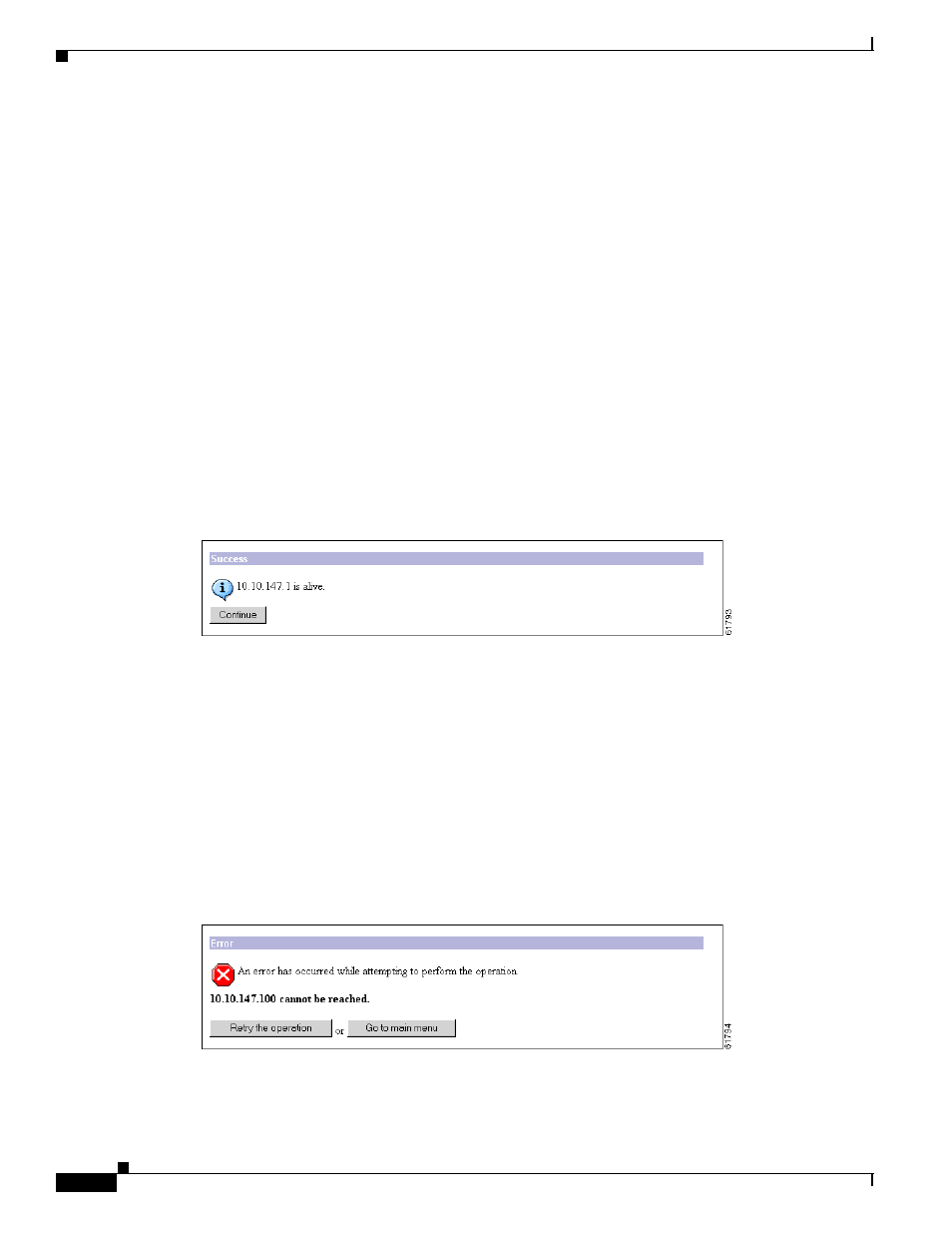 Address/hostname to ping, Ping/cancel, Success (ping) | Continue, Error (ping) | Cisco VPN 3002 User Manual | Page 134 / 282