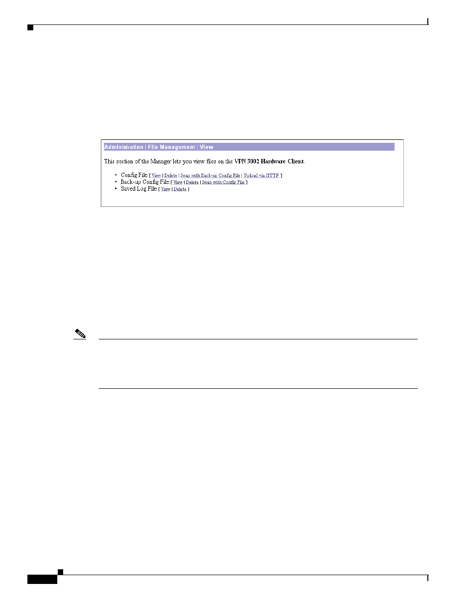 Administration | file management, View (save), Delete | Cisco VPN 3002 User Manual | Page 138 / 282