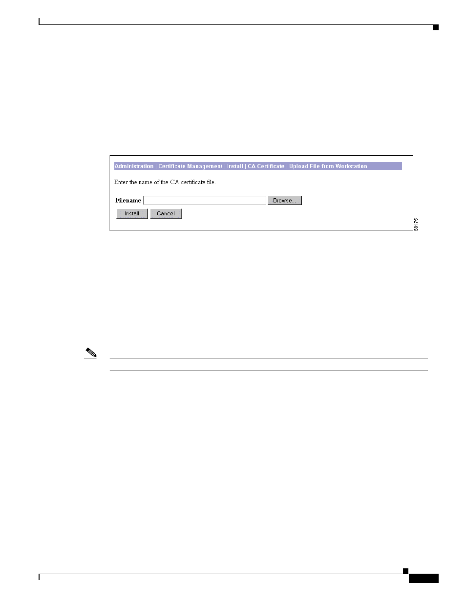 Filename / browse, Password, Install / cancel | Figure 12-46 | Cisco VPN 3002 User Manual | Page 175 / 282