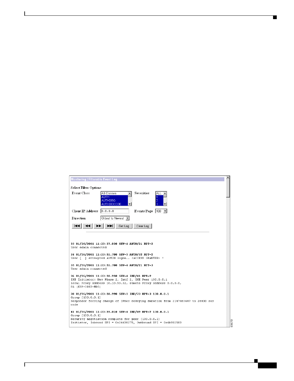 Monitoring | filterable event log | Cisco VPN 3002 User Manual | Page 191 / 282