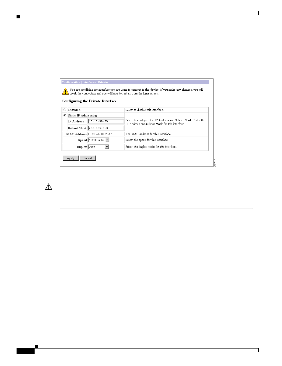 Configuration | interfaces | private, Disabled, Static ip addressing | Ip address | Cisco VPN 3002 User Manual | Page 50 / 282