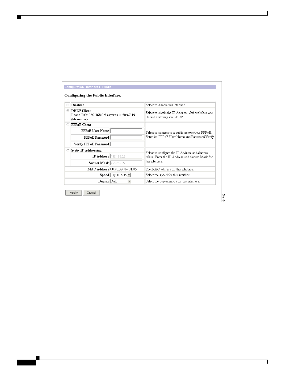 Configuration | interfaces | public, Disabled, Dhcp client | Pppoe client | Cisco VPN 3002 User Manual | Page 52 / 282