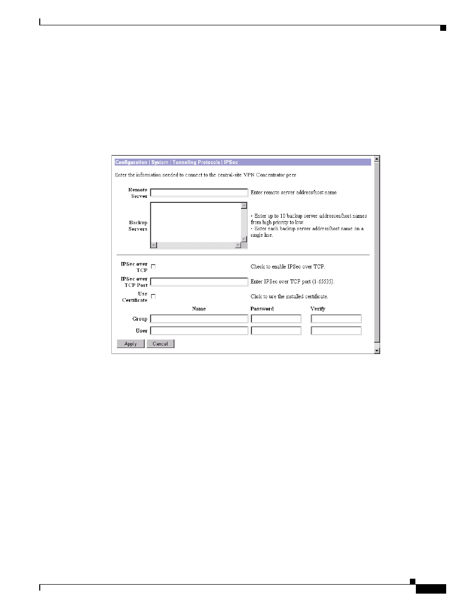 Remote server, Backup servers | Cisco VPN 3002 User Manual | Page 63 / 282