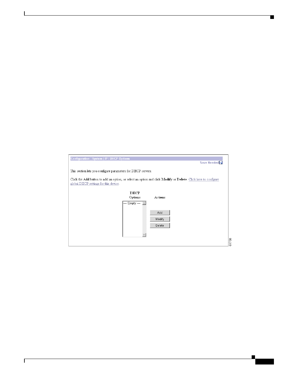 Apply/cancel, Reminder, Configuration | system | ip routing | dhcp options | Dhcp option, Add/modify/delete | Cisco VPN 3002 User Manual | Page 75 / 282