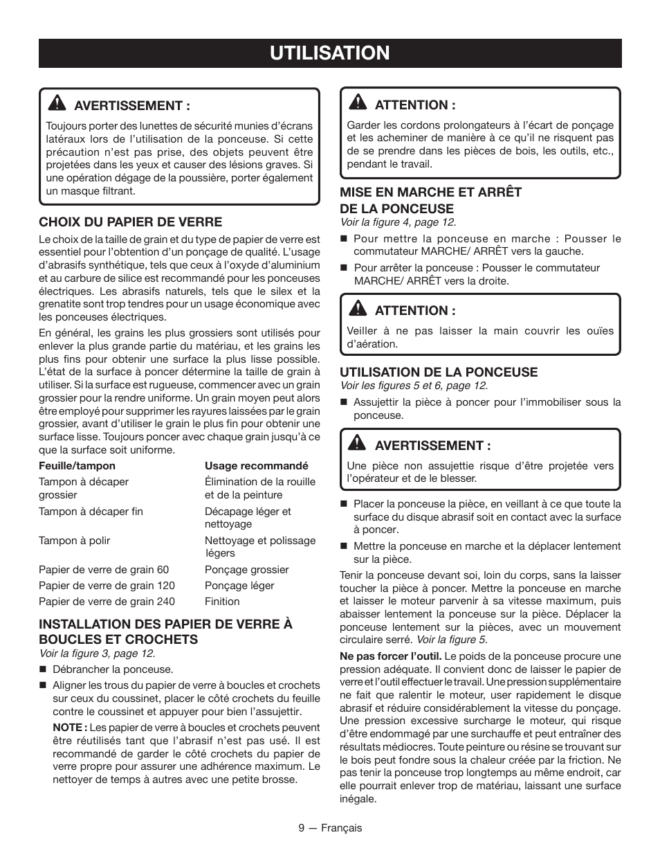 Utilisation | Ryobi CFS1501 User Manual | Page 19 / 36