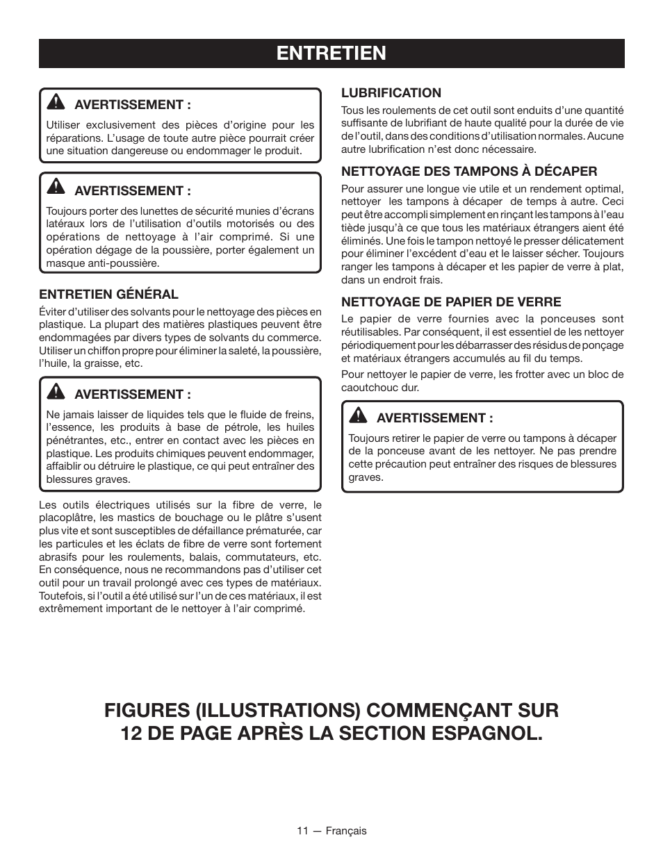 Entretien | Ryobi CFS1501 User Manual | Page 21 / 36