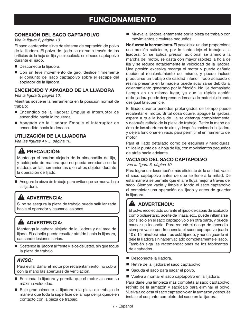 Funcionamiento | Ryobi CFS1503 User Manual | Page 23 / 28