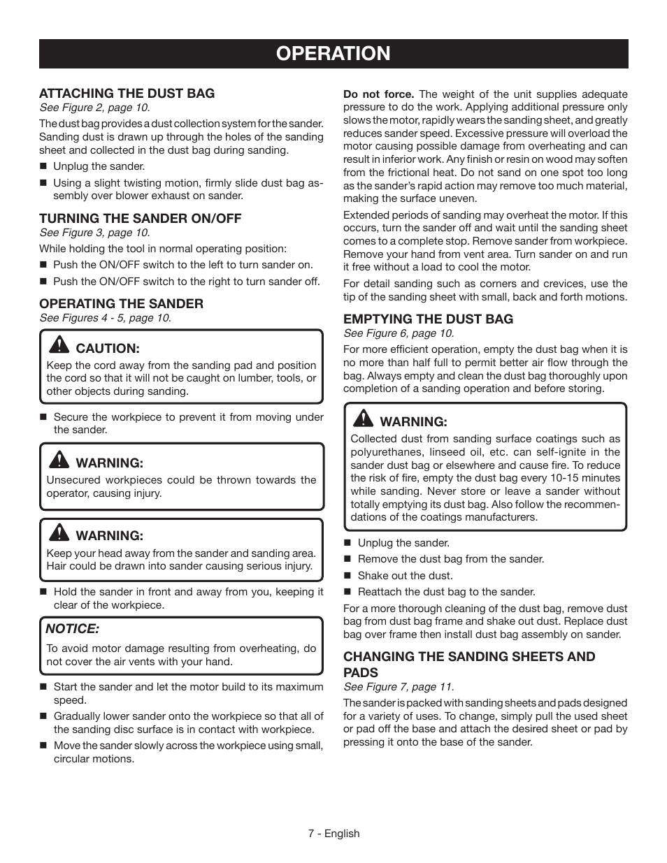 Operation | Ryobi CFS1503 User Manual | Page 7 / 28