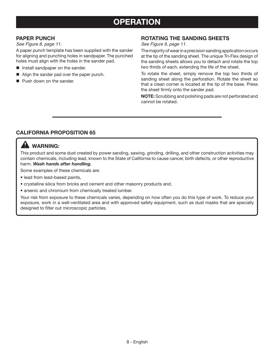 Operation | Ryobi CFS1503 User Manual | Page 8 / 28