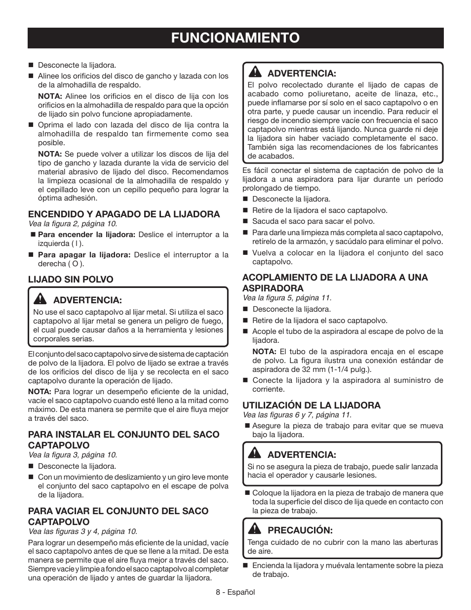 Funcionamiento | Ryobi RS290 User Manual | Page 24 / 28