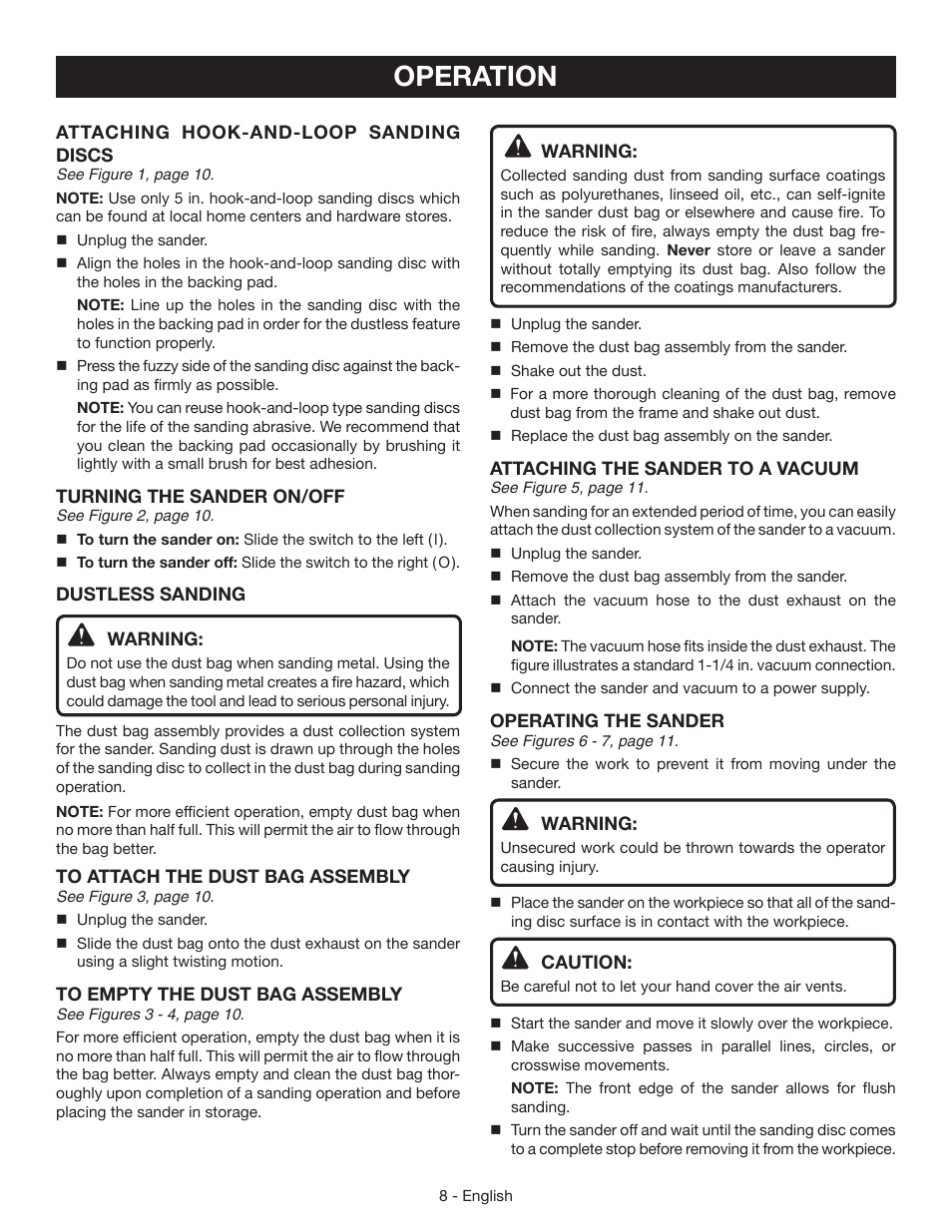 Operation | Ryobi RS290 User Manual | Page 8 / 28