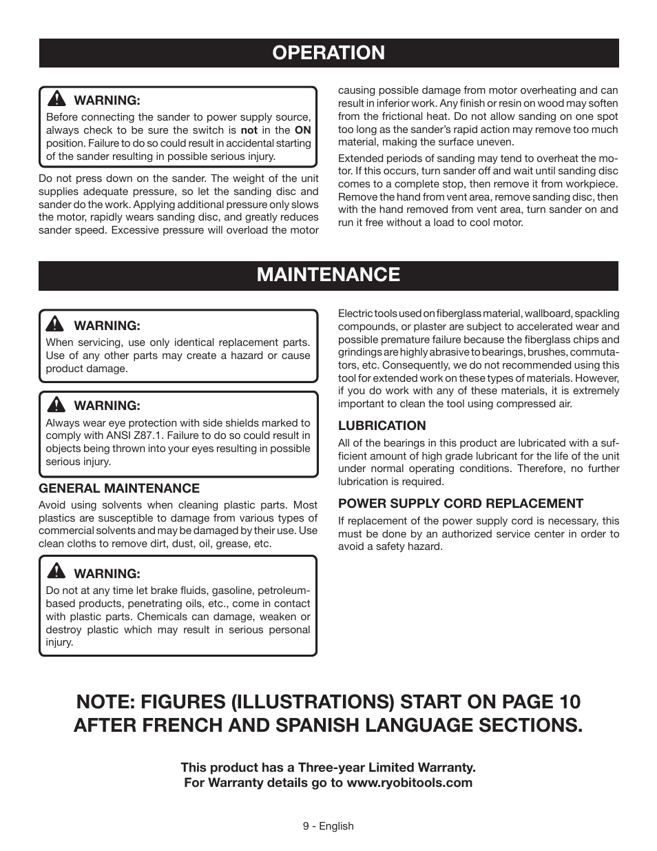 Operation, Maintenance | Ryobi RS290 User Manual | Page 9 / 28