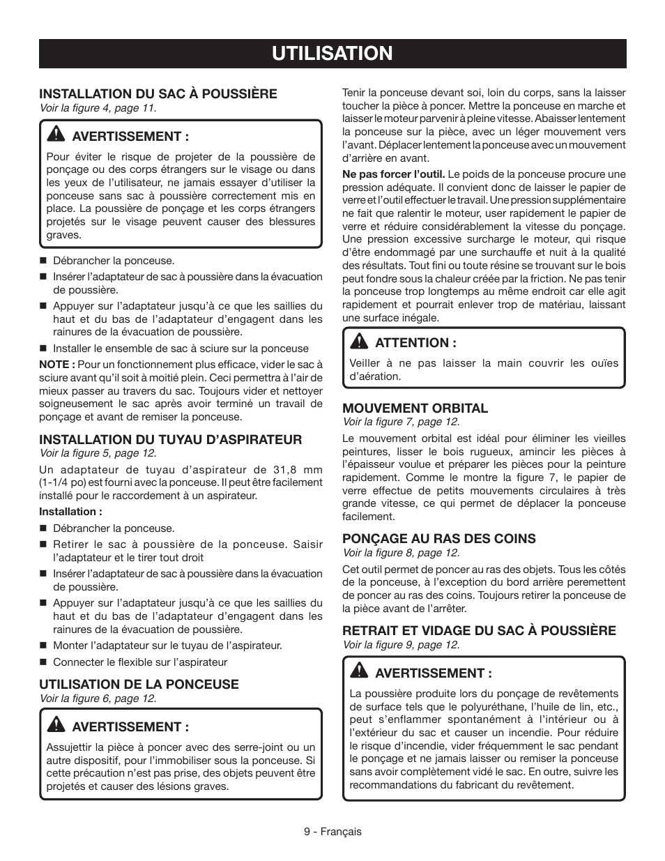 Utilisation | Ryobi S630D User Manual | Page 18 / 32