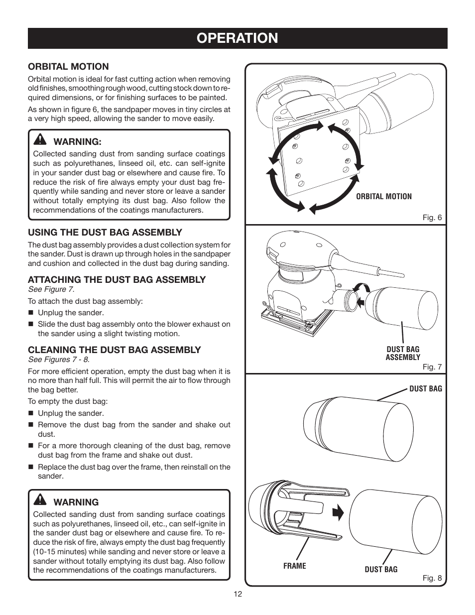 Operation | Ryobi S651D User Manual | Page 12 / 14