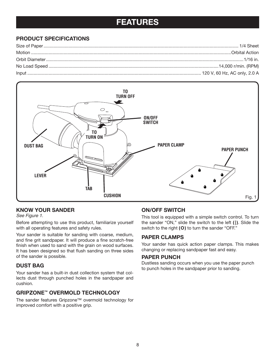 Features | Ryobi S651D User Manual | Page 8 / 14
