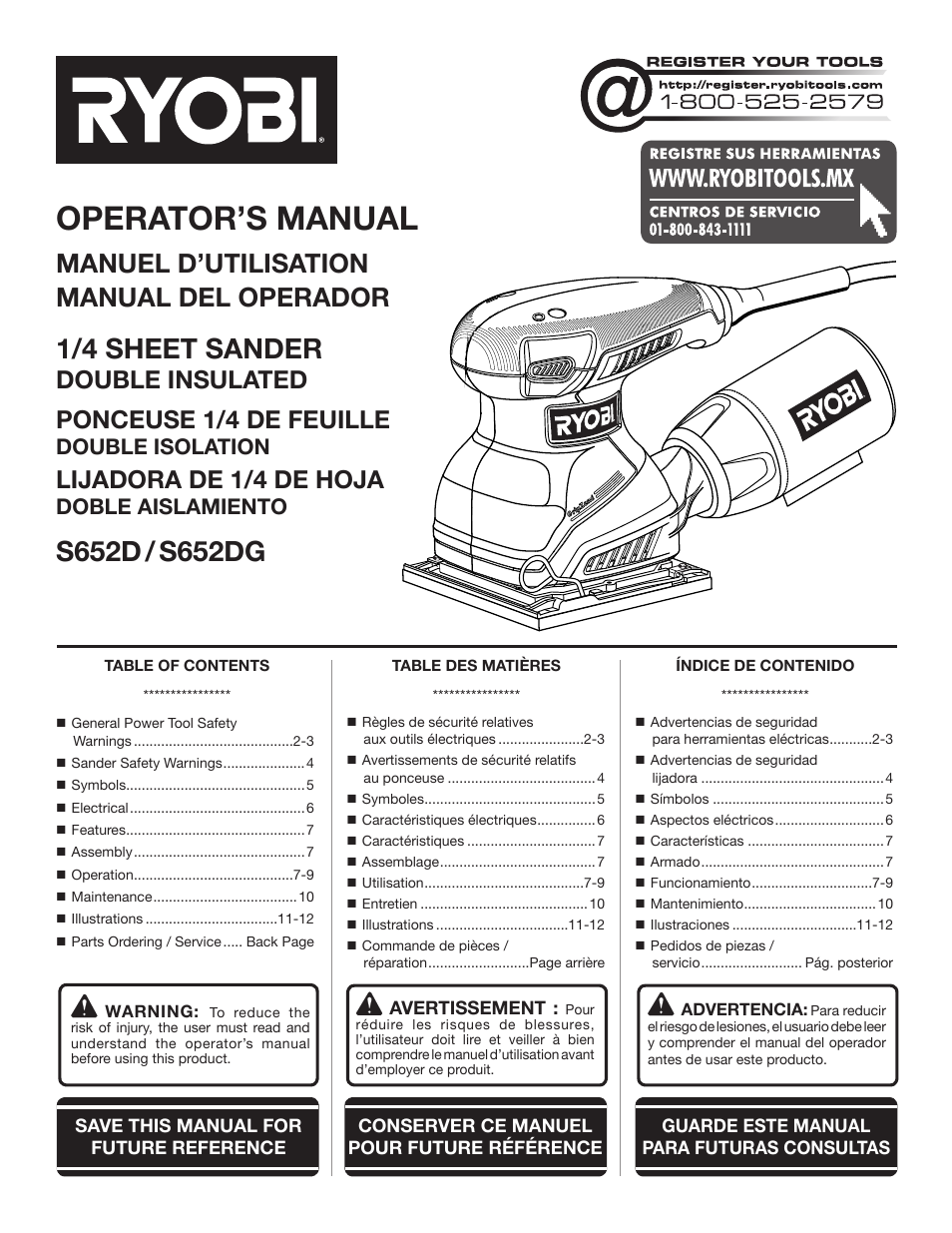 Ryobi S652D User Manual | 32 pages