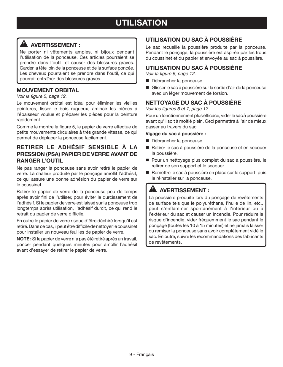 Utilisation | Ryobi S652D User Manual | Page 18 / 32