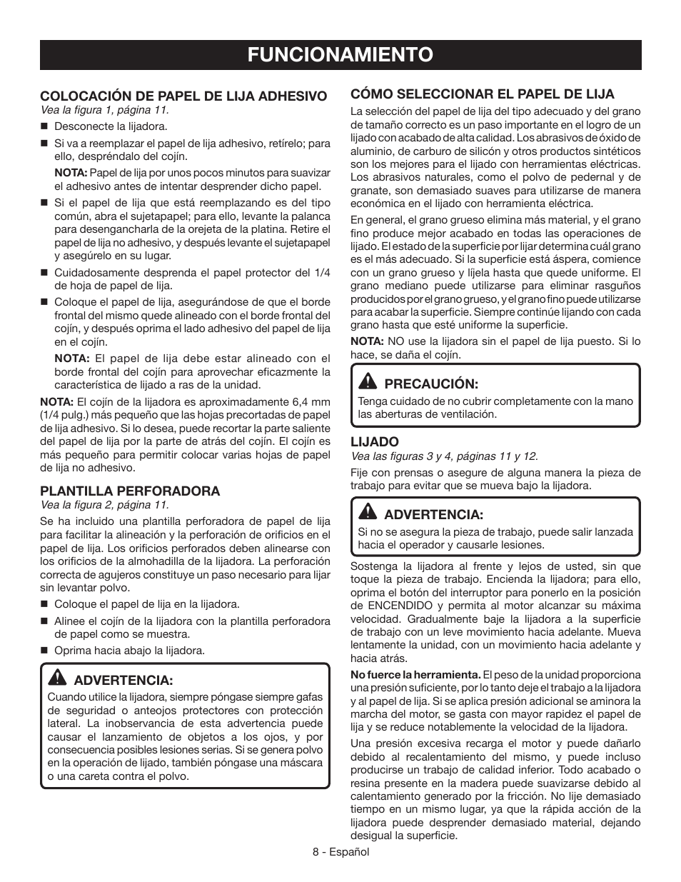 Funcionamiento | Ryobi S652D User Manual | Page 26 / 32