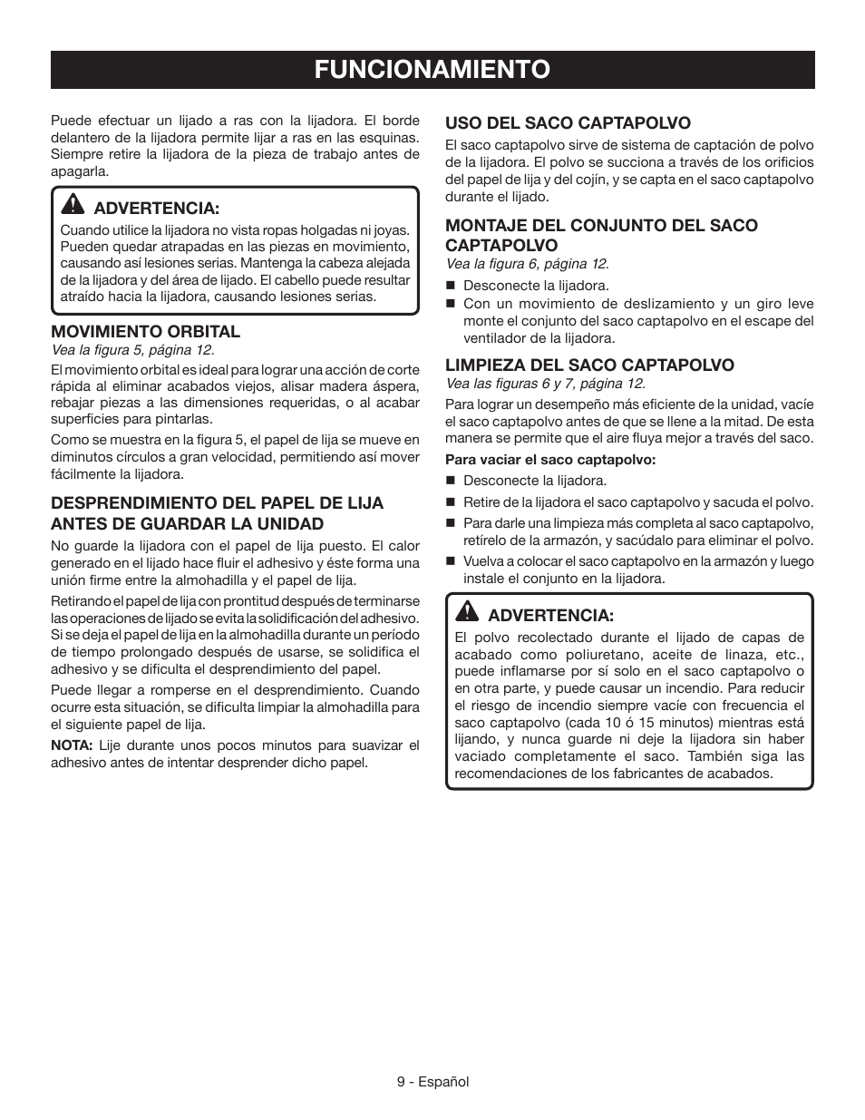 Funcionamiento | Ryobi S652D User Manual | Page 27 / 32