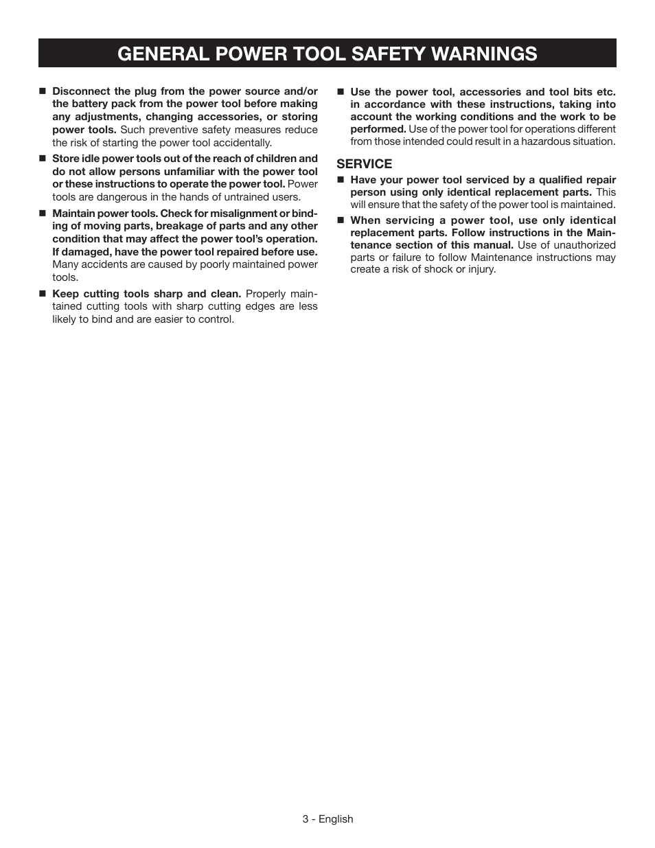 General power tool safety warnings | Ryobi S652D User Manual | Page 3 / 32
